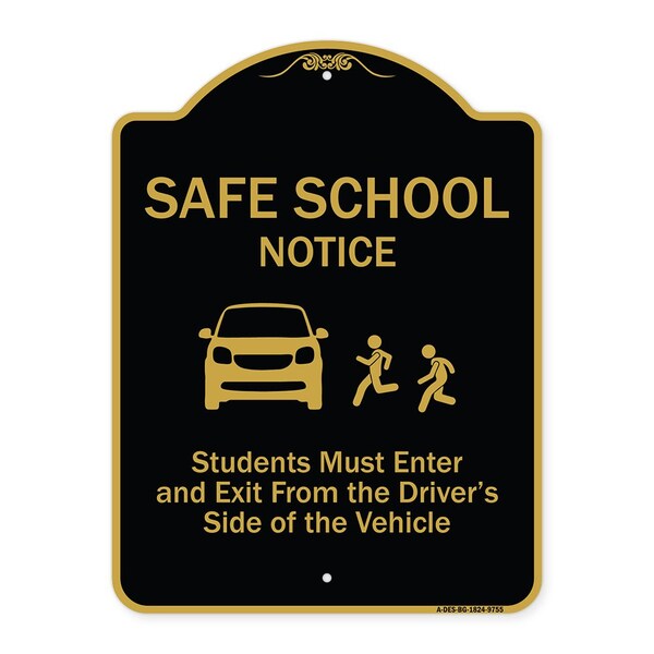 Designer Series-Safe School Students Must Enter And Exit From Driver Si, 18" L, 24" H, BG-1824-9755